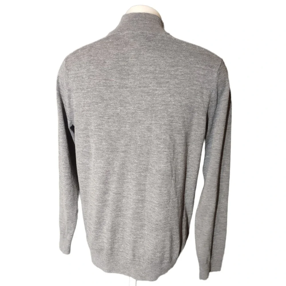 Banana Republic Sweater Mens Large Norm Core Gray Quarter Zip Mock Neck Pullover